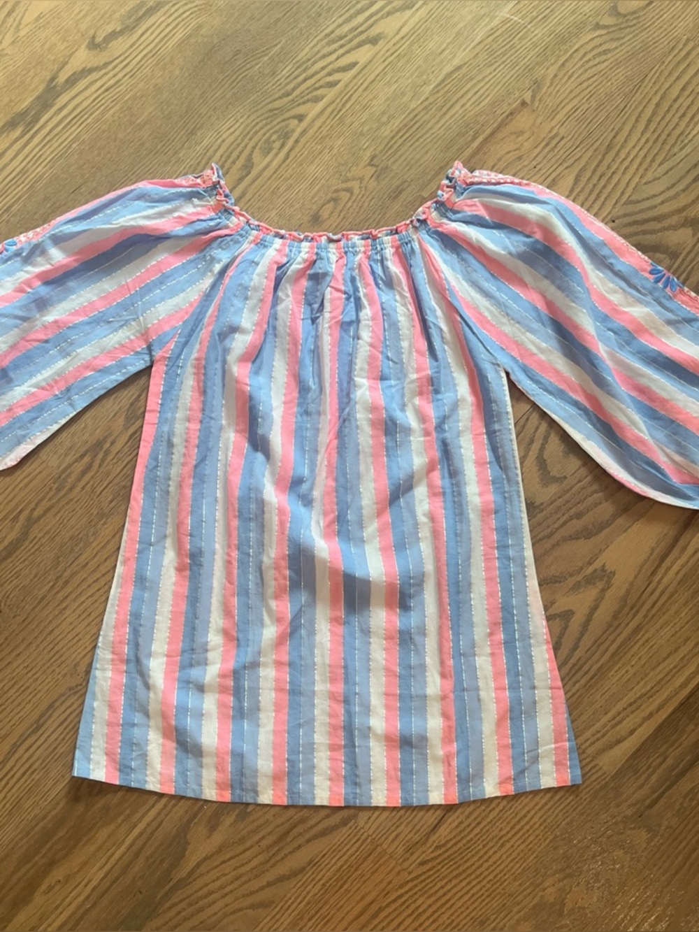 NWT TAJ by Sabrina Striped Off shoulder dress or coverup Size small